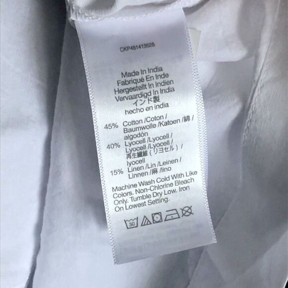 Madewell Top Sz Small White Crop Dolman Shirt Button Up Cotton Lyocell Linen NWT - Picture 13 of 16